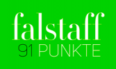 Falstaff_91_Punkte Falstaff-Schriftzug mit Punkteerwähnung